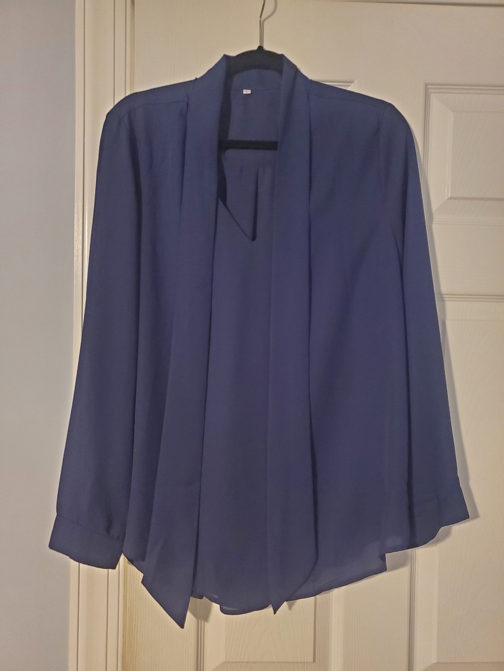 Women's Navy Blue Long-Sleeve Blouse